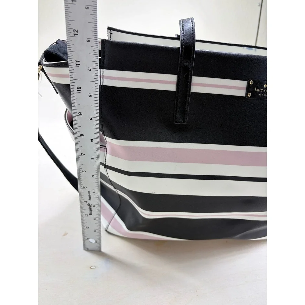Kate Spade New York Striped Baby Bag Diaper Tote Black Pink White with Pad